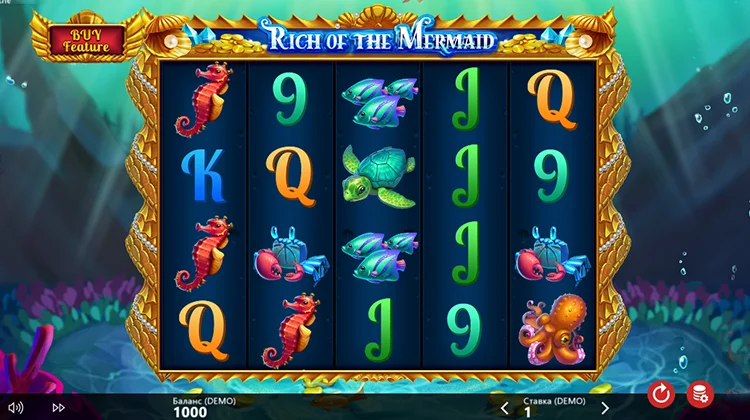 45 фриспинов в 1xbet на игру Rich of the Mermaid Hold and Spin