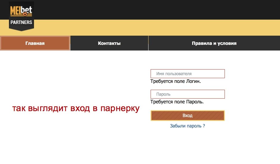 партнерская программа мелбет вход