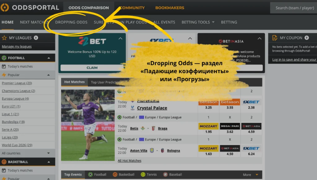dropping-odds-progruz 1 «Dropping Odds — раздел «Падающие коэффициенты» или Прогрузы в ставках