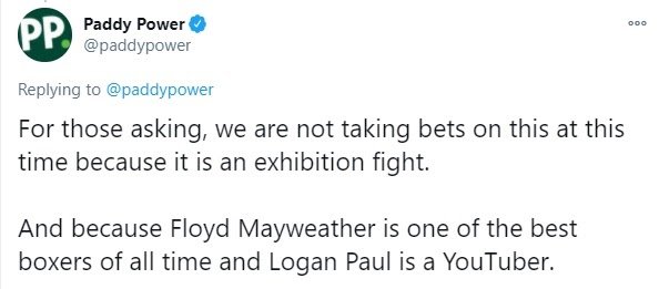 Paddy Power не дает линию на бой Мейвезера и Пола: “интриги тут нет”