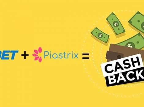 1xbet кешбэк 10% за пополнение через PIASTRIX