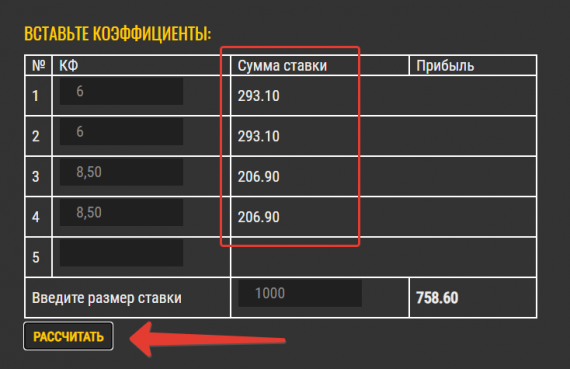 калькулятор датчинга расчет