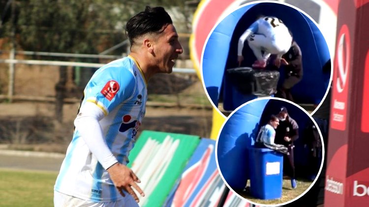 Чилийский футболист, забив победный гол, оказался в мусорном баке