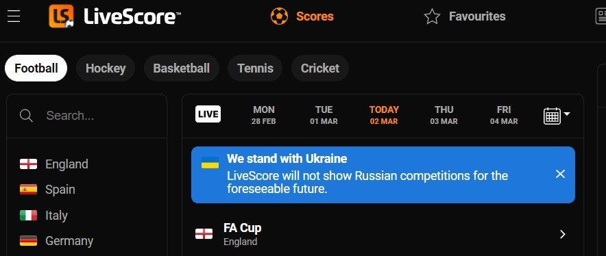 livescore уведомление на сайте