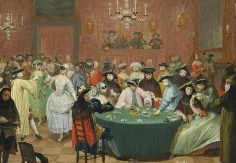 Посетители казино играют и танцуют (худ. Джузеппе де Гоббис) 