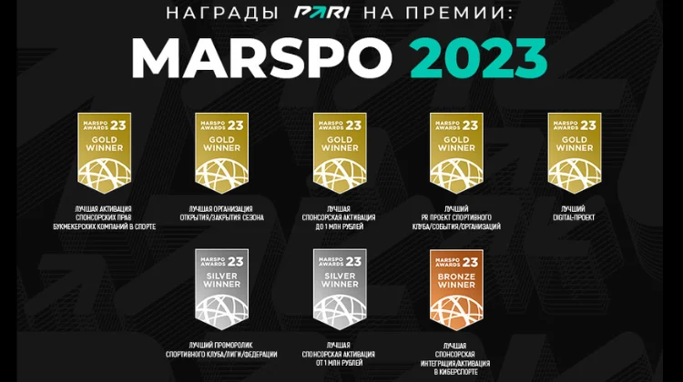 БК PARI победила в 5 номинациях премии спортивного маркетинга MARSPO AWARDS 2023