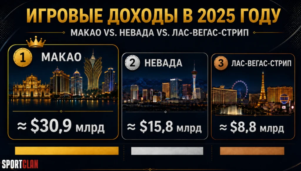 Игровые доходы 2025 Лас-Вегас Макао Невада