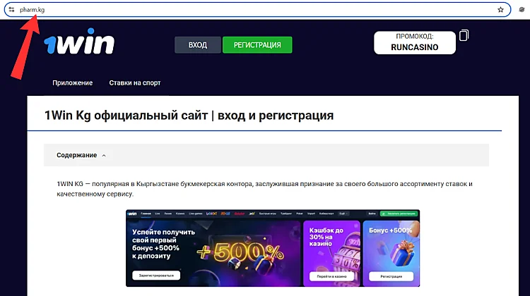 Сайт госведомства Киргизии предлагает зарегистрироваться в 1win