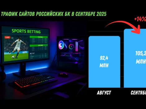 Трафик сайтов российски БК - сентябрь 2025